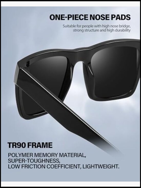 Polarized Acetate Square Sunglasses UV400 Protection  display picture 2